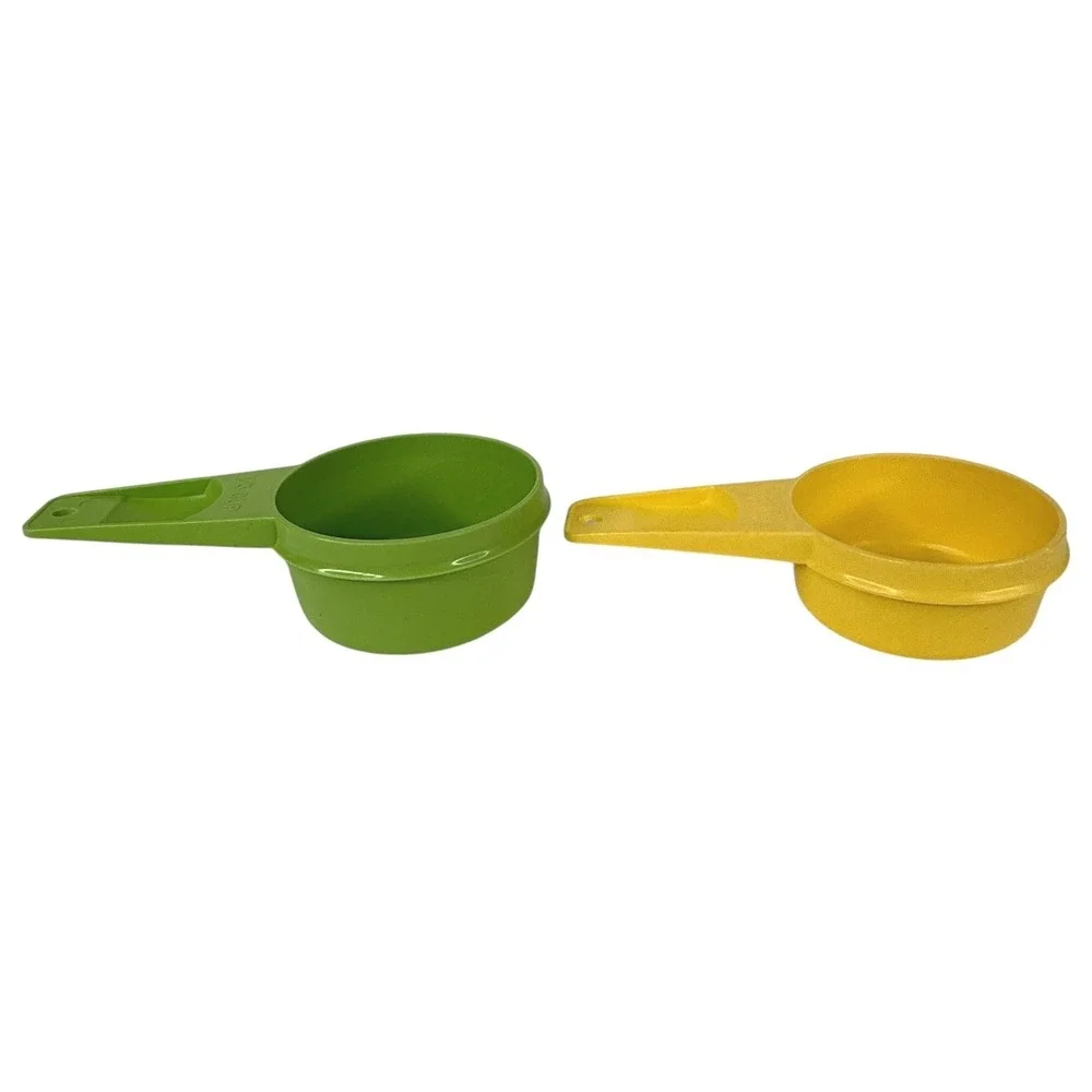 6 Tupperware Measuring Cups Apple Green Harvest Gold Vintage Nesting Set Yellow